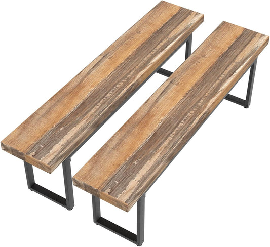STHOUYN 59\u201D Dining Bench Pair of 2 for 6-8 Person, Farmhouse Indoor Kitchen Table Benches, Bed Bench, Industrial Shoe Bench (Brown 2pcs)