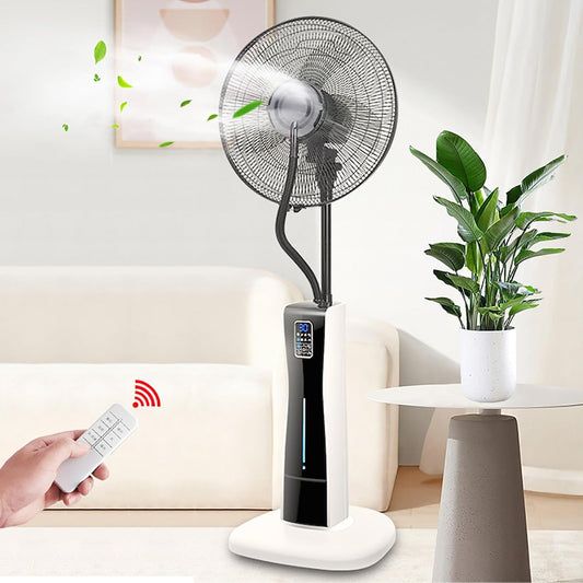 Oscillating Misting Fan with Remote Control, 75W Outdoor Fan with 3 Cooling Speeds, Adjustable Misting, Touch Control, 12-Hour Timer