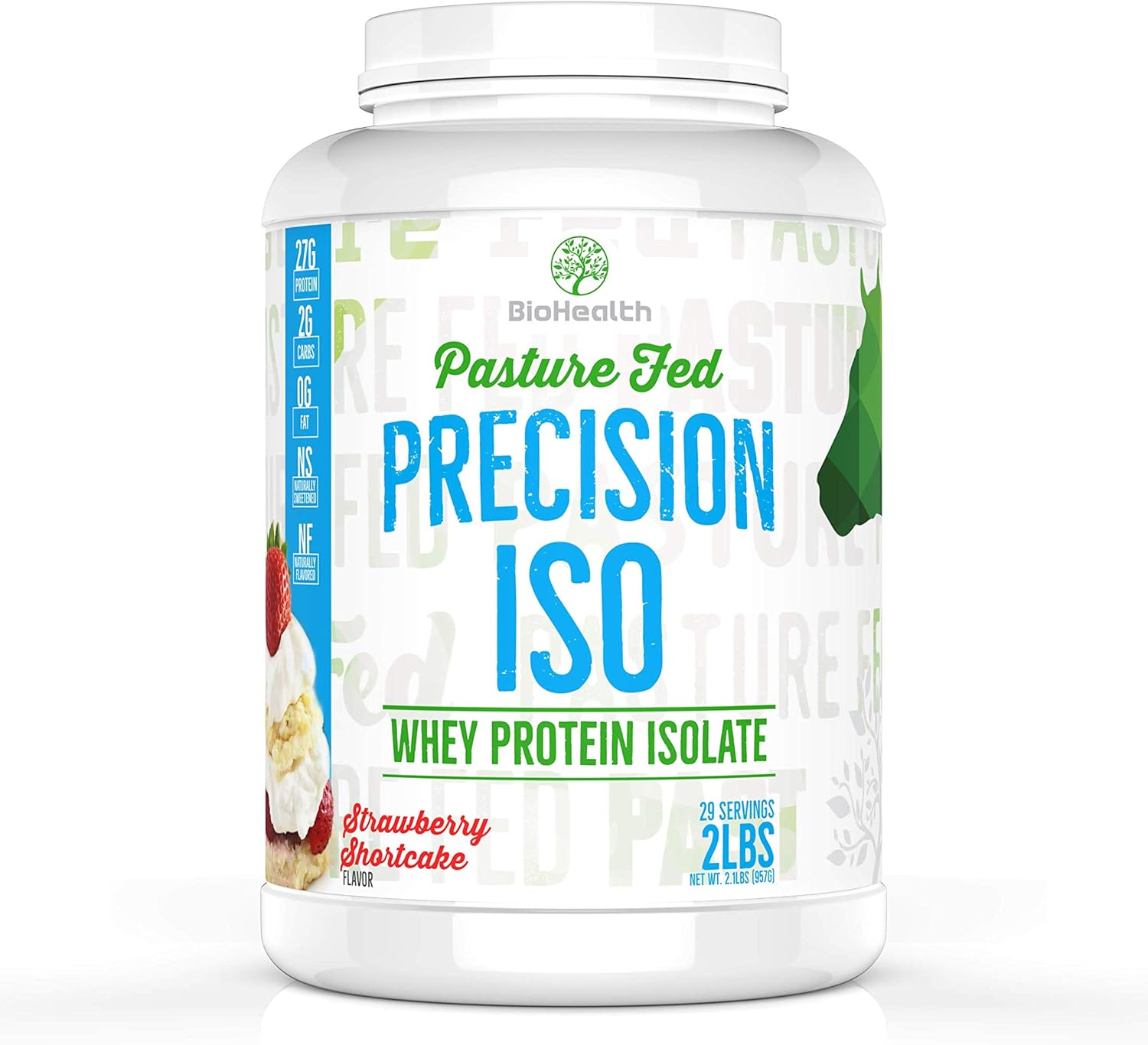 Precision ISO Strawberry Shortcake (2 LB) | 27g Whey Protein Isolate | Non-GMO | Sugar Free | 28 Servings