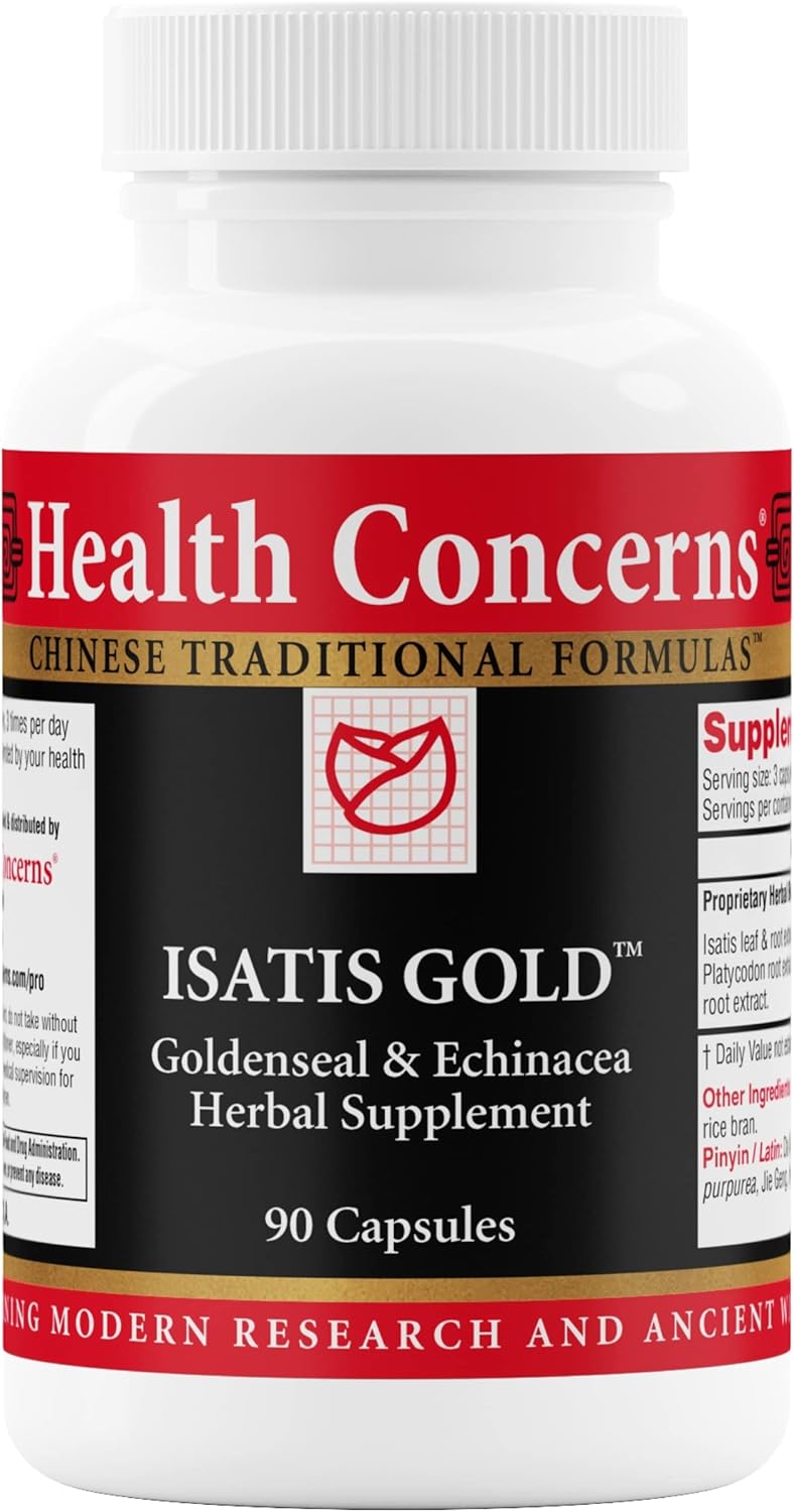 Health Concerns Isatis Gold - Immune System Support & Respiratory Tract Supplements - Isatis Leaf, Echinacea, Platycodon, Goldenseal & Ligusticum Root Extract - 90 Capsules