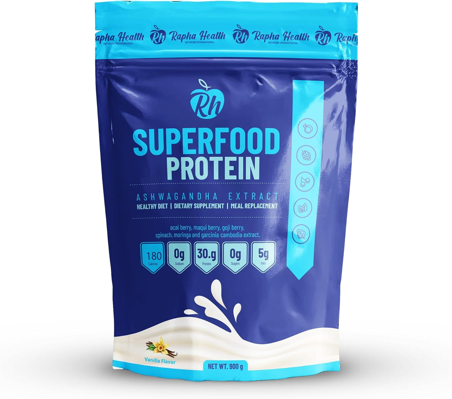 RAPHA HEALTH - Superfood Whey Protein (Vanilla) | High-Protein Blend with Organic Superfoods & Probiotics | Immune & Muscle Support | Gluten & GMO Free |15 Servings