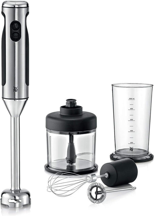 WMF Lineo 4-in-1 Mixer, Hand Blender, Chopper, Milk Frother, Whisk, Cromargan Stainless Steel, 0416350011