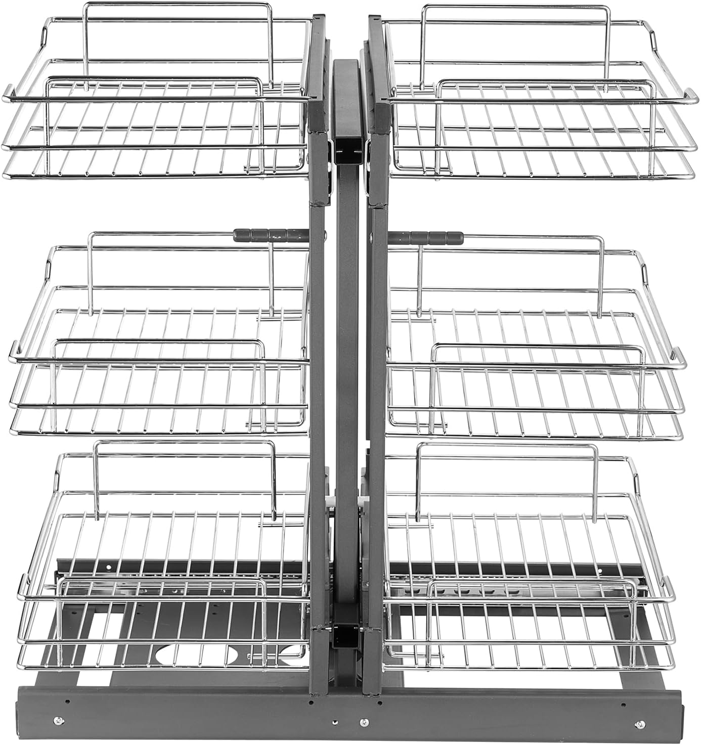 Happybuy Min Opening Blind Corner Pull Out Organizer,Left & Right Open Compatible,15" W,3-Tier 6 Shelf Kitchen Cabinet Organizer, Chrome Carbon Steel Storage Basket, Slide Out Storage Organizer