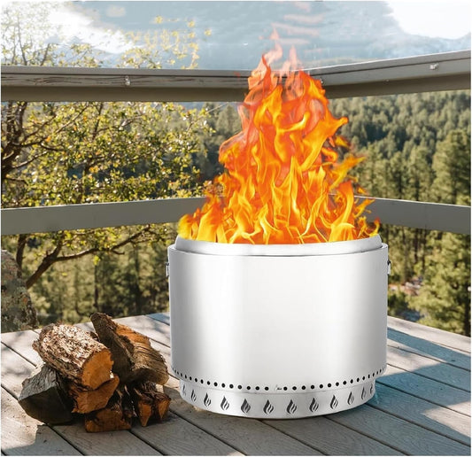 Stove Bonfire 2.0, 16.5" Smokeless Firepit, 360° Airflow & Removable Ash Pan, Stainless Steel Wood Burning Fireplace, Portable Outdoor Fire Pit, for 3-5 People, 17 lbs