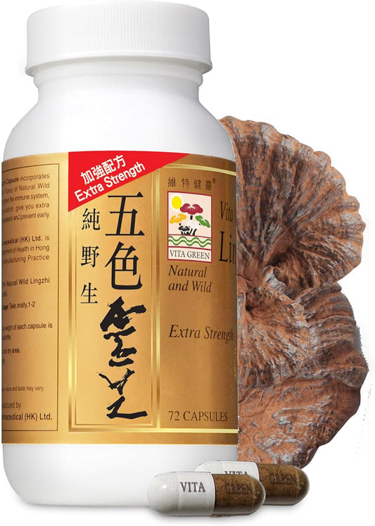 Vita Green Reishi Mushroom Capsules for Energy, Memory, and Immune Support \u2013 Pure Reishi Supplement with Natural Antioxidants for Daily Wellness and Energy \u2013 72 Capsules