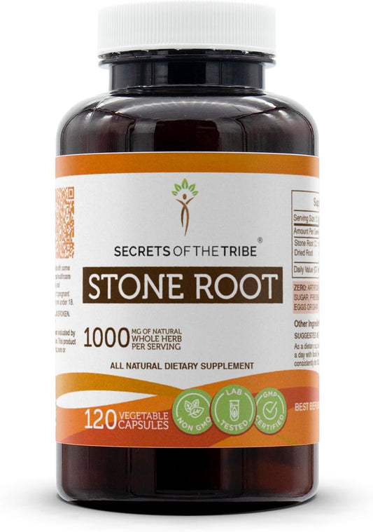 Secrets of the Tribe Stone Root 120 Capsules, 1000 mg, Responsibly farmed Stone Root (Collinsonia Canadensis) Dried Root (120 Capsules)