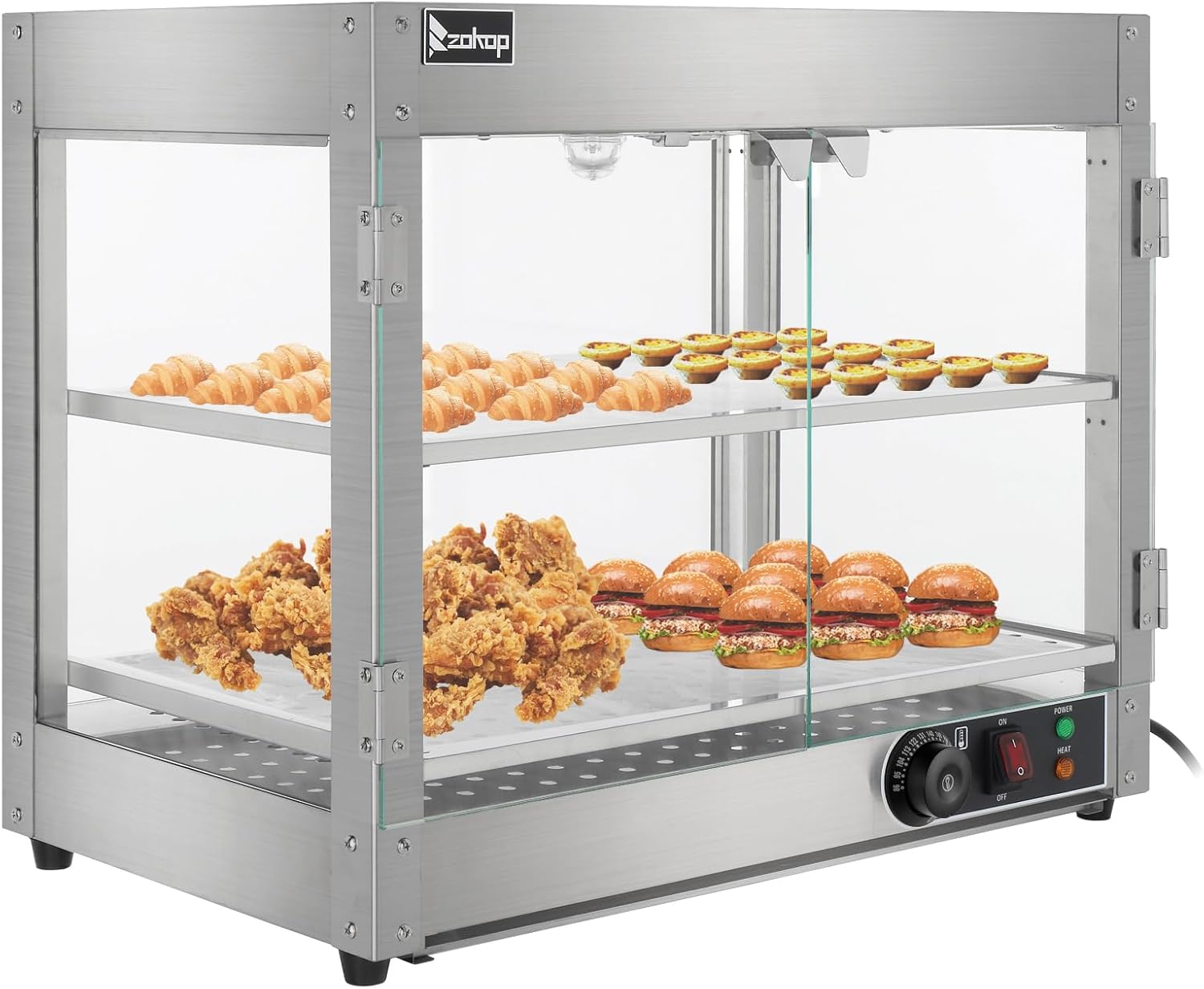 Commercial Food Warmer Holding Cabinet 110.00V 800.00W Two Layers Stainless Steel Tempered Glass Warming Cabinet Buffet Food Warmer for Parties Entertaining and Holidays