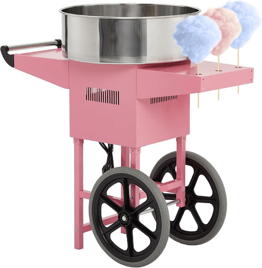 KYBOLT Commercial Candy Cotton Maker Electric Candy Cotton Machine for Kids with Cart with 20 Inch Stainless Steel Bowl Party Home Festival Pink