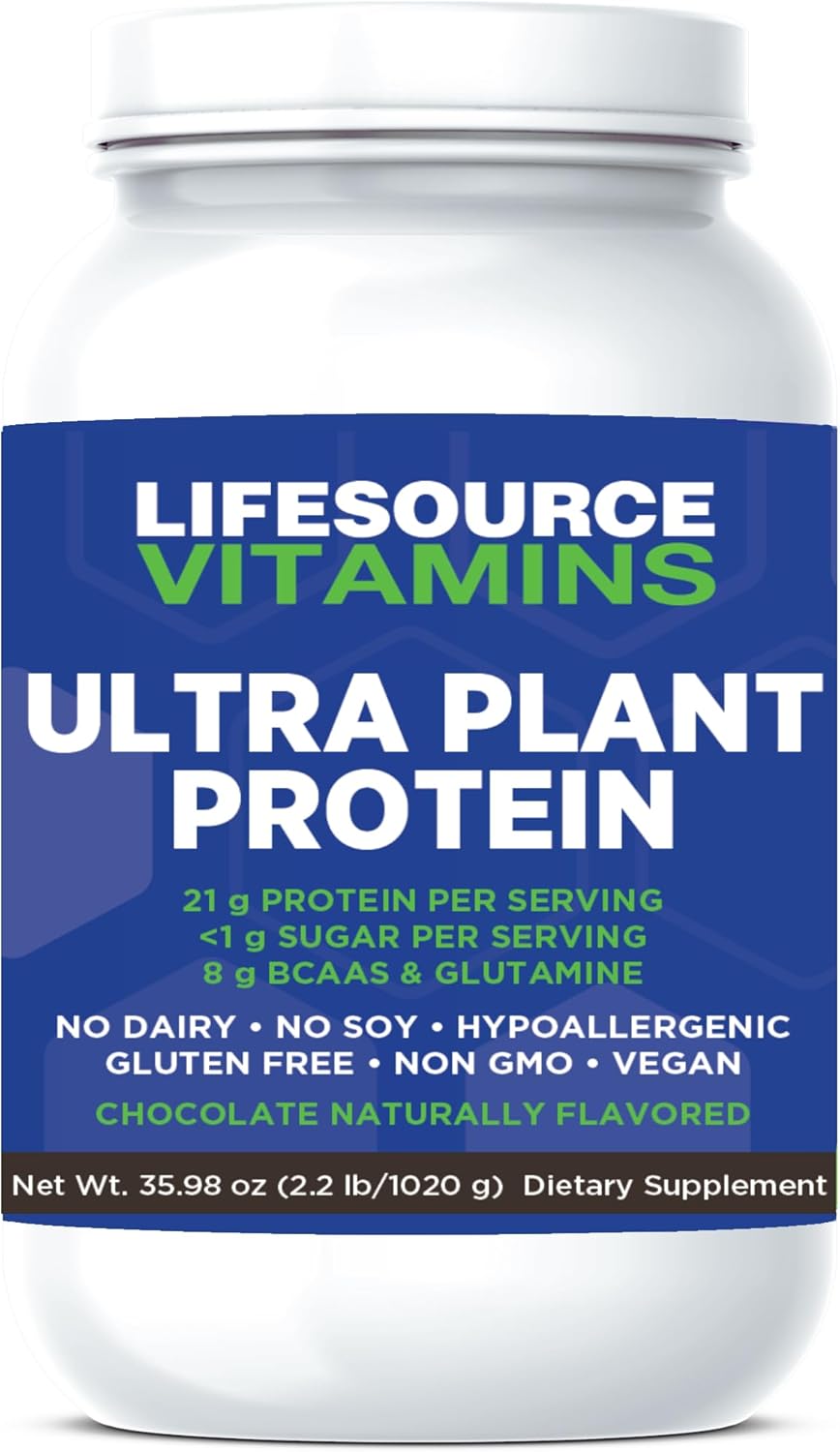 LifeSource Ultra Plant Protein- Raw Vegan Plant Based Protein- Chocolate 2.2 lbs -