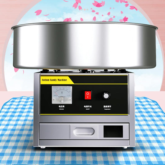 Commercial Cotton Candy Machine, Floss Maker with Stainless-Steel Pan, Sugar Scoop and Drawer, Perfect for Home, Carnival, Family Party, Silver