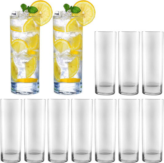 QAPPDA Glass Cups 10 oz, Clear Highballl Glass Cocktail Glass Drinking Glasses For Kitchen,Heavy Base Water Cup For Juice,Cocktails,Beverages,Drinking Cups Beer Cups Set Of 12 KTY1002