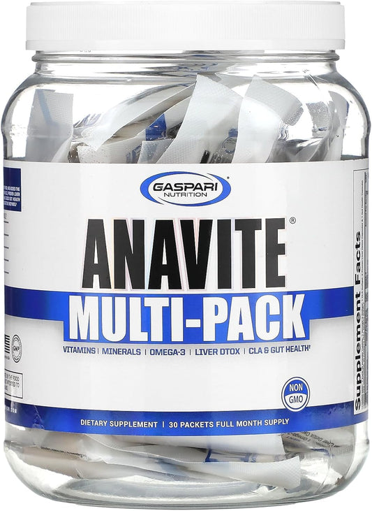 Gaspari Nutrition Anavite, Full Spectrum Multi-Vitamin Packs, Anavite Multivitamins, CLA, Omega 3s, Proven Gut, and Proven Liver Detox, All in 1 (30 Servings, 5 in 1 Multivitamin Pack)