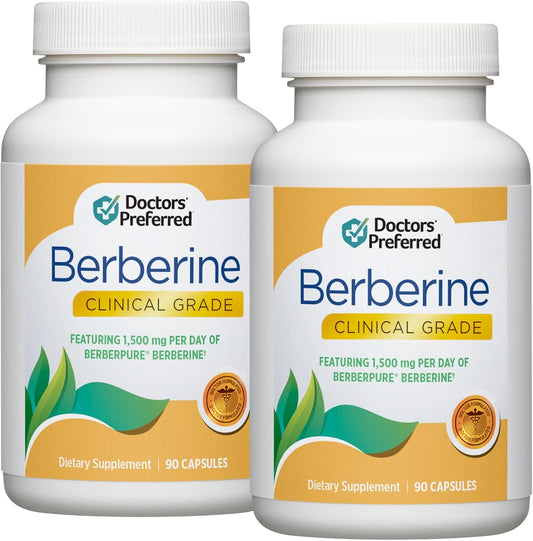 DOCTORS' PREFERRED Berberine Clinical Grade Supplement - Doctor Formulated | 1500 mg per Daily Serving | 180 Count