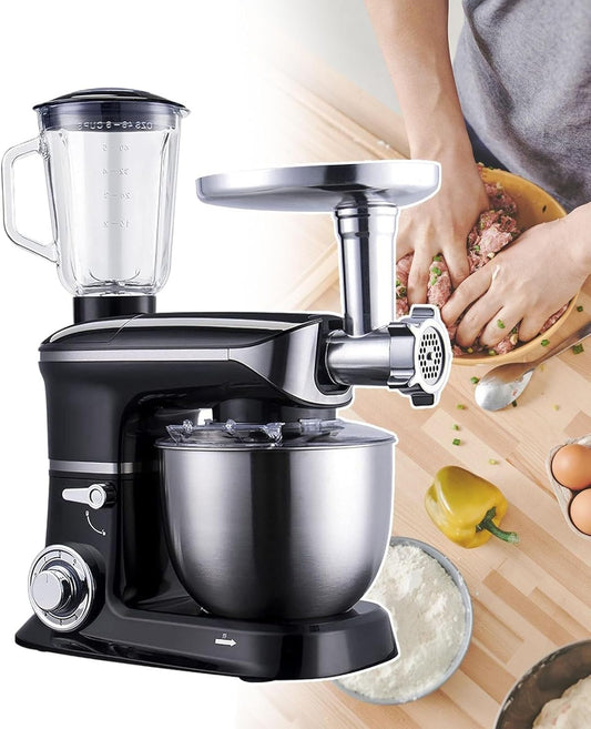 Electric Kitchen Mixer, Kitchen Press Machine, Stainless Steel 6 Litre Mixing Bowl, Abs-Metal Edge Body, For Birthday Parties, Business Teambuilding, Wedding Venues(Black)