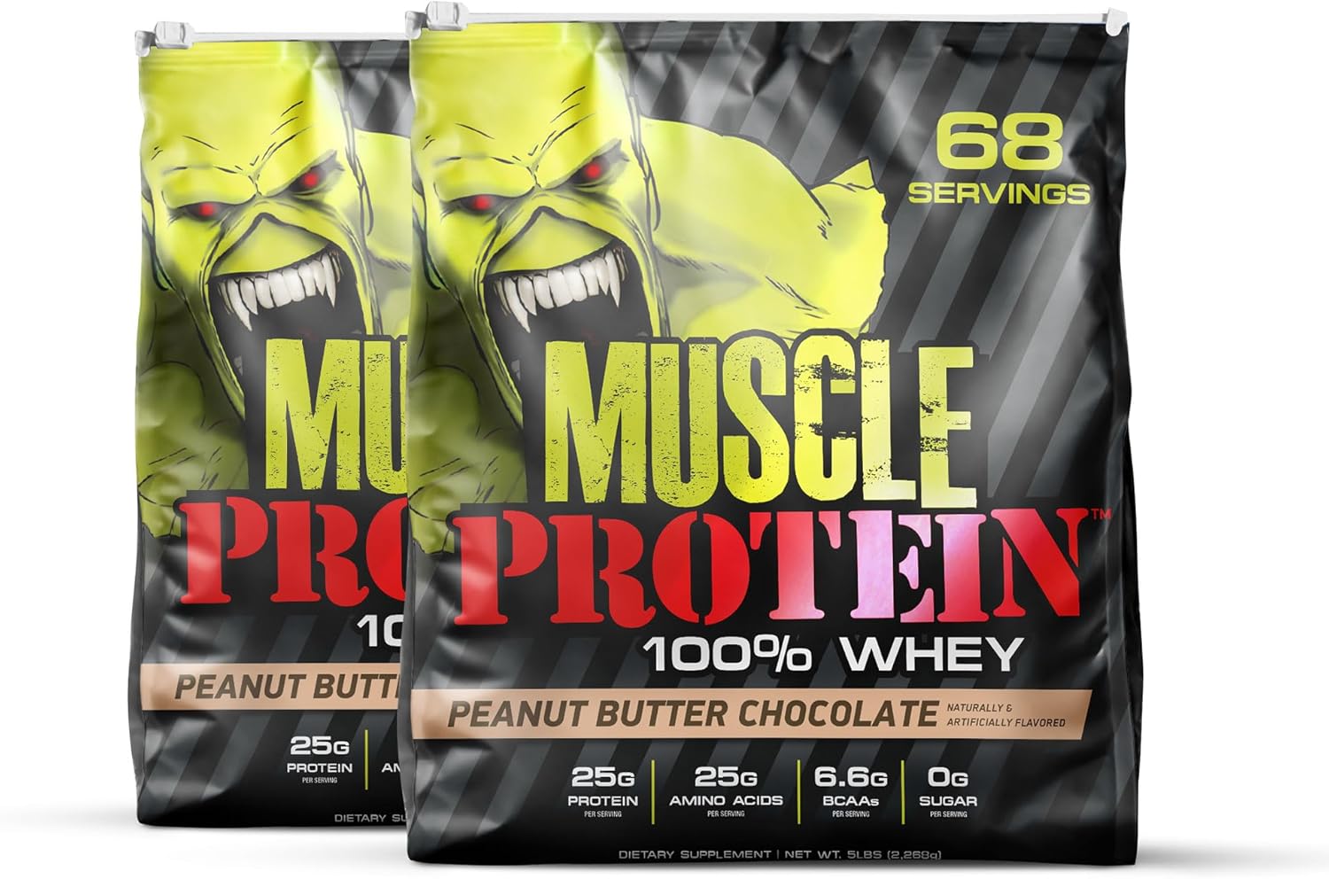 Muscle Protein Whey Powder [5 lbs/Pack of 1]– Cold Filtered, 25g Pure Protein, 6.6g BCAAs (Packaging May Vary) (10 Pound (Pack of 2), Peanut Butter Chocolate)