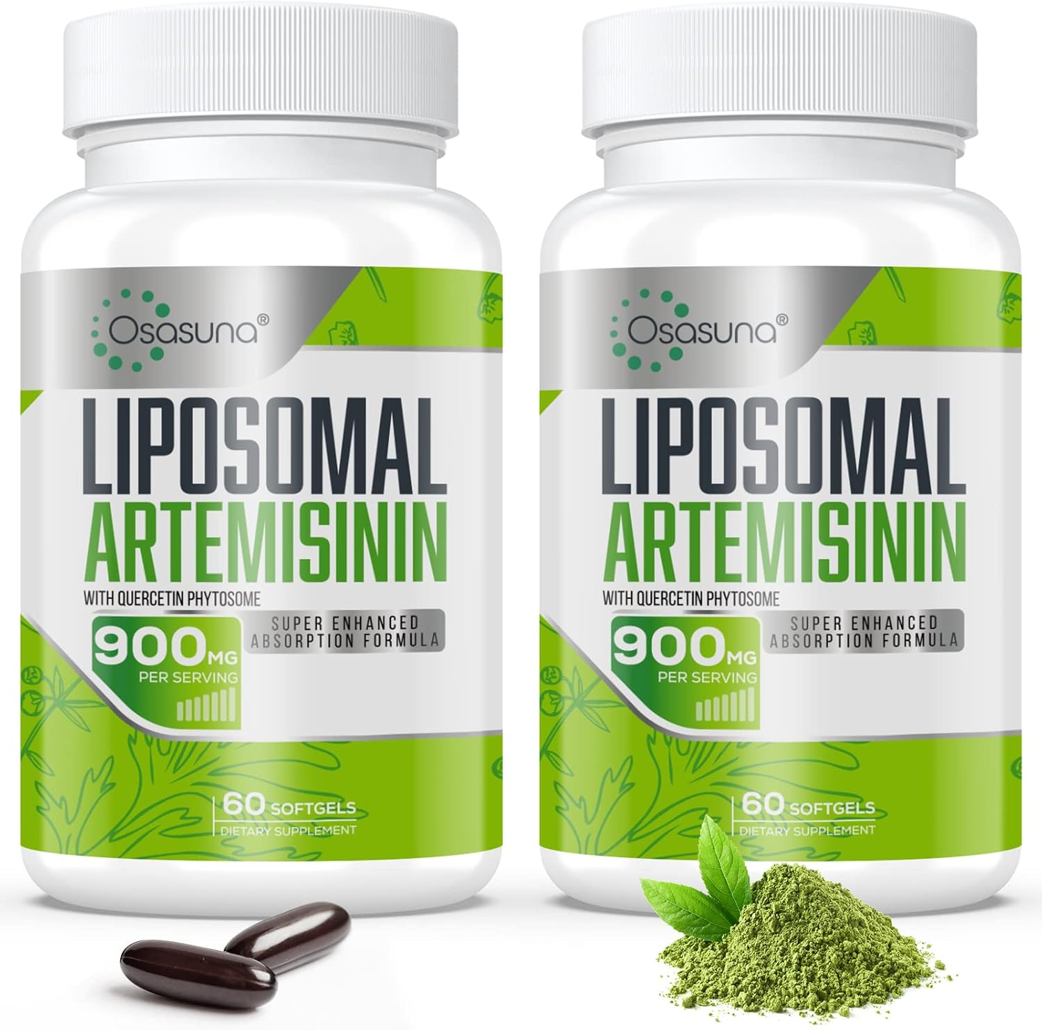 Osasuna 900 mg Liposomal Artemisinin for Maximum Absorption, Sweet Wormwood Extract(Artemisia Annua) with Quercetin Phytosome 200 mg, 120 Softgels