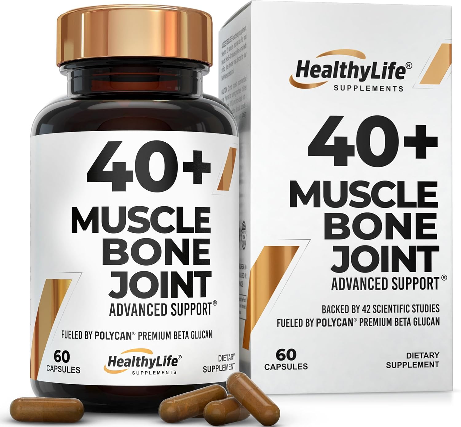 Prevents Muscle Loss and Supports Bone, Joint, and Immune Health – Powered by Clinically Proven Polycan Fermented Beta-Glucan (60 Capsules)