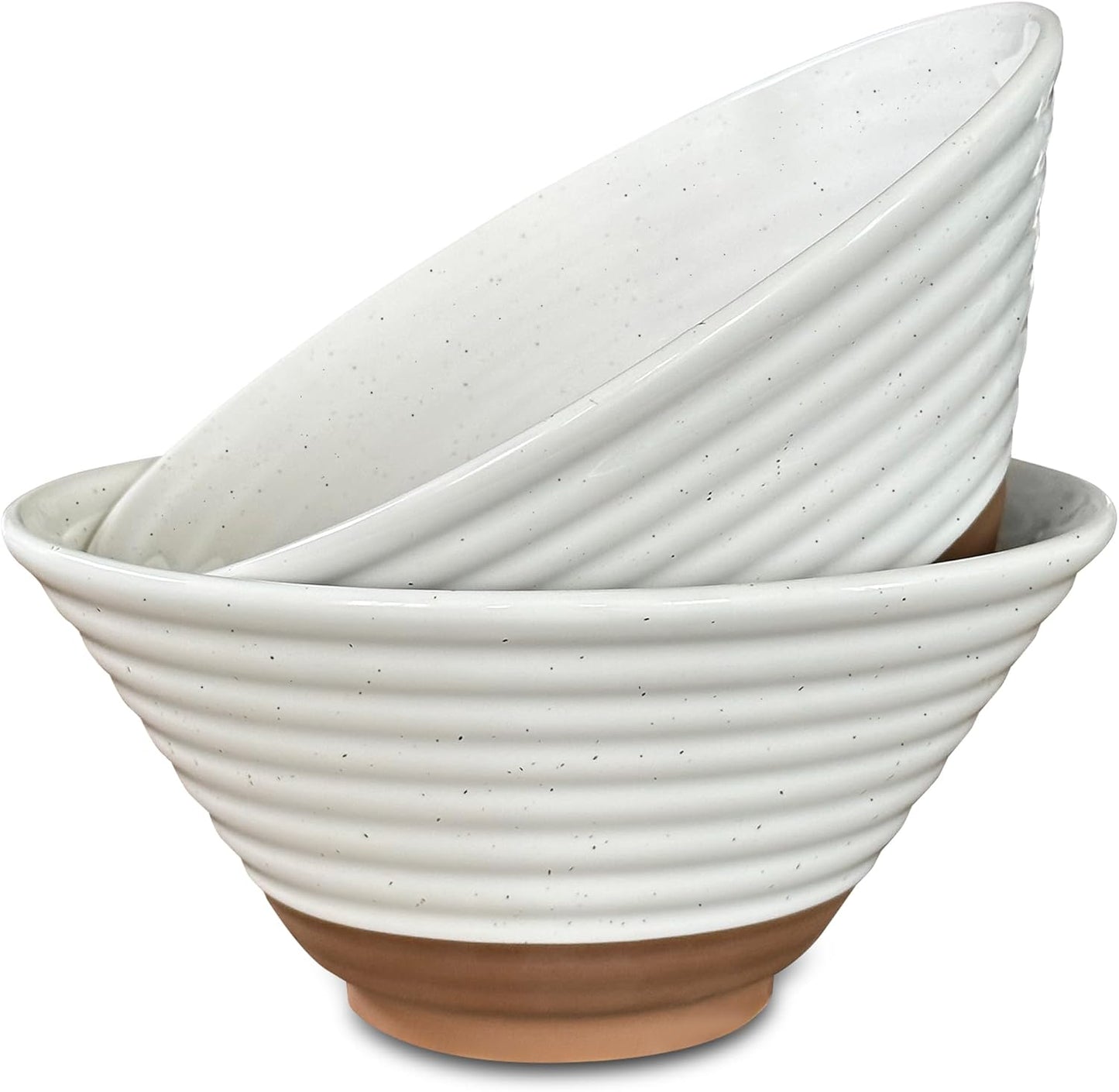 Mora Ceramic Ramen Bowl Set of 2, 45oz - Great for Pho, Miso Udon Soup, Instant Noodles, Serving, Thai or Asian Food - Microwave Safe Large Japanese Noodle Bowls, Modern Kitchen - Vanilla White