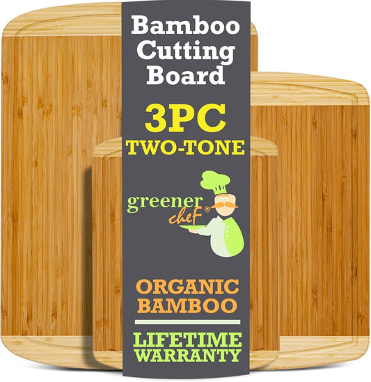 Extra Large Bamboo Cutting Board Set \u2013 Wood Cutting Boards for Kitchen, Non Toxic Cutting Board Set for Chopping, Slicing, Carving, Charcuterie \u2013 Ideal for Home Cooks, Entertaining, Family Meals