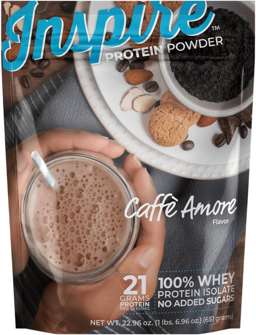 Inspire Cafe Amore Mocha Sugar-Free 21g Whey Protein Isolate Powder (20 Servings)