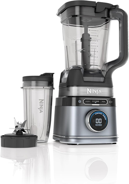 Ninja Detect Power Blender + Personal Single-Serve (TB 300), BlendSense Technology, Kitchen Countertop, 72 oz. full-size pitcher, 24 oz. single-serve cup, Liquid Detect, Silver