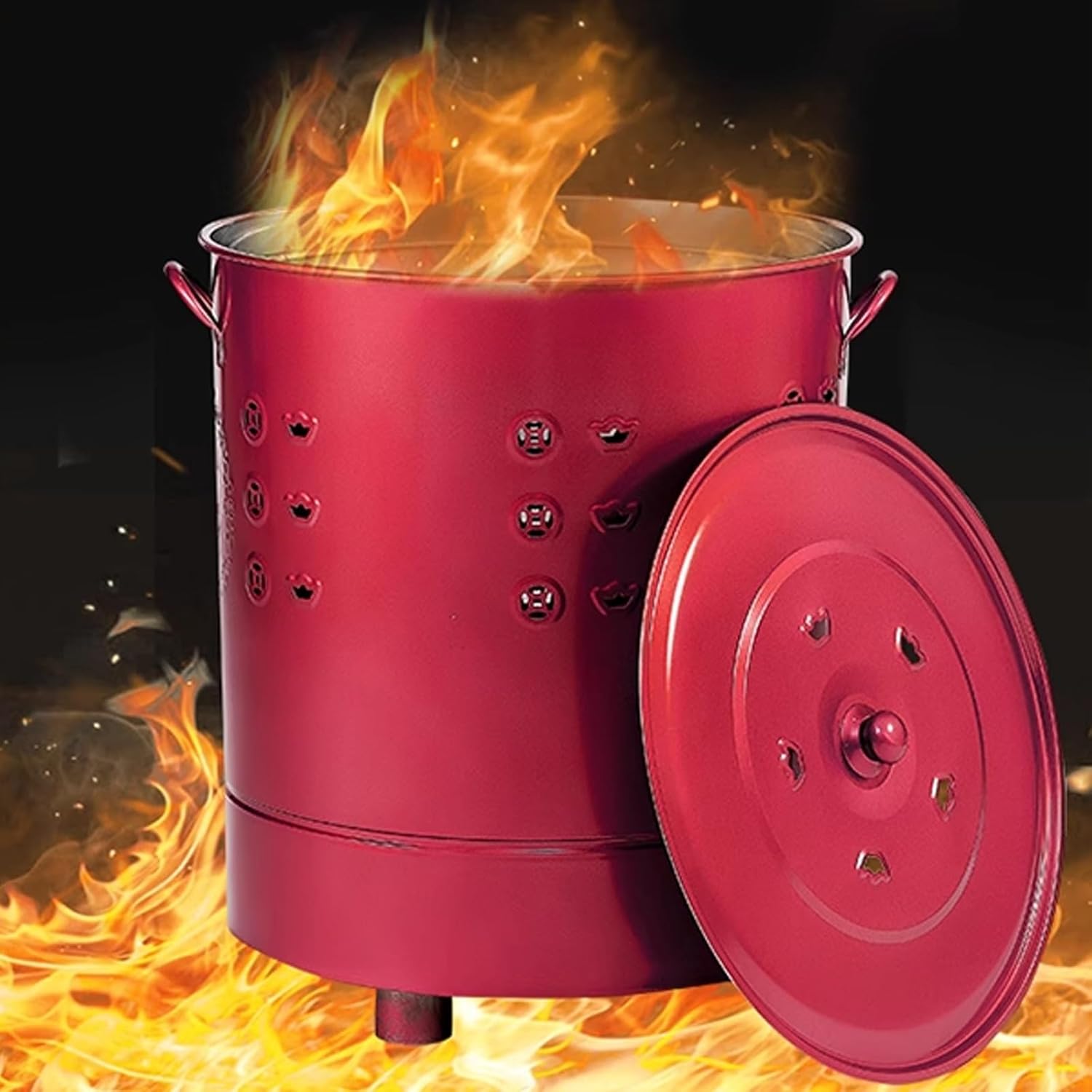 Heavy Duty Incinerator, Hollow-Out Burn Barrel, Portable Barrel Metal for Debris Wood Trash Deck, Balcony