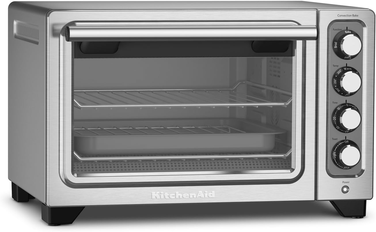 KitchenAid KCO253CU Compact Convection Countertop Oven, 12", Contour Silver
