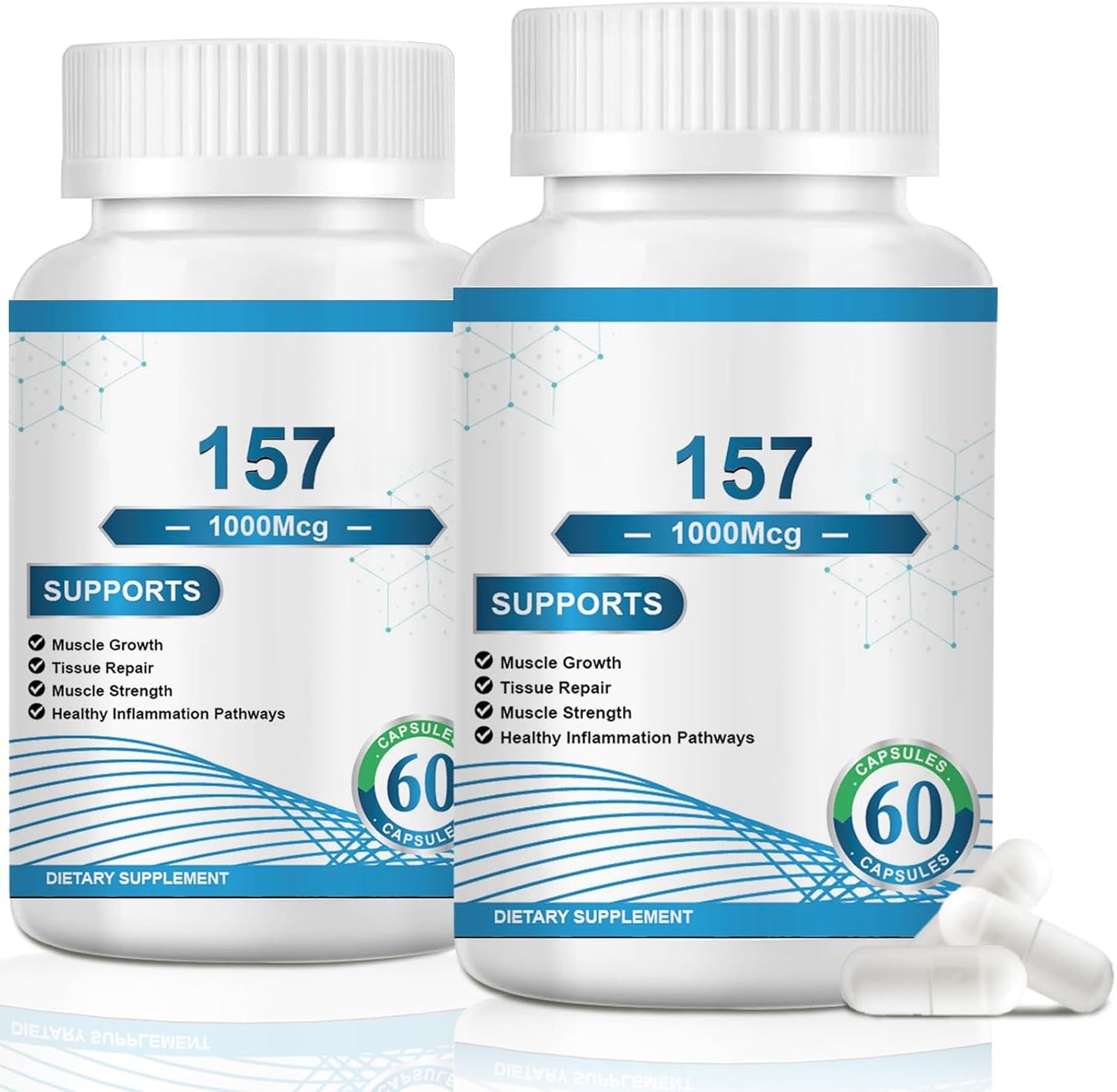 USHJNV 157 Capsules Supplement 1000 MG, Non-GMO, Gluten-Free, 60 Count （2 Bottle） D1