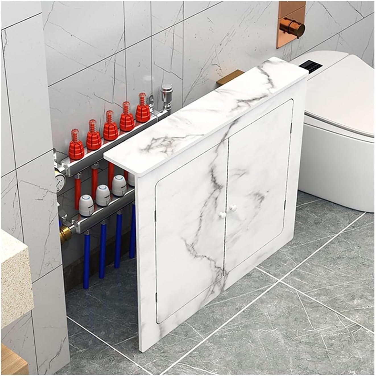 Radiator cover with ventilation slats， Radiator Cover Cabinet For Hallway Slim Pipe Decorative for Apartment Home Villas Hotel(Style B,28x26x8in(71x66x20.8cm))