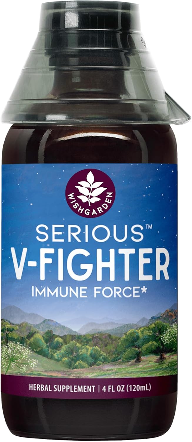 WishGarden Herbs Serious V-Fighter - Plant-Based Herbal Rapid Immune Support & Respiratory Health with OSHA & Goldenseal, Soothes Aches & Irritated Lungs, Supports Optimum Body Temperature, 4oz