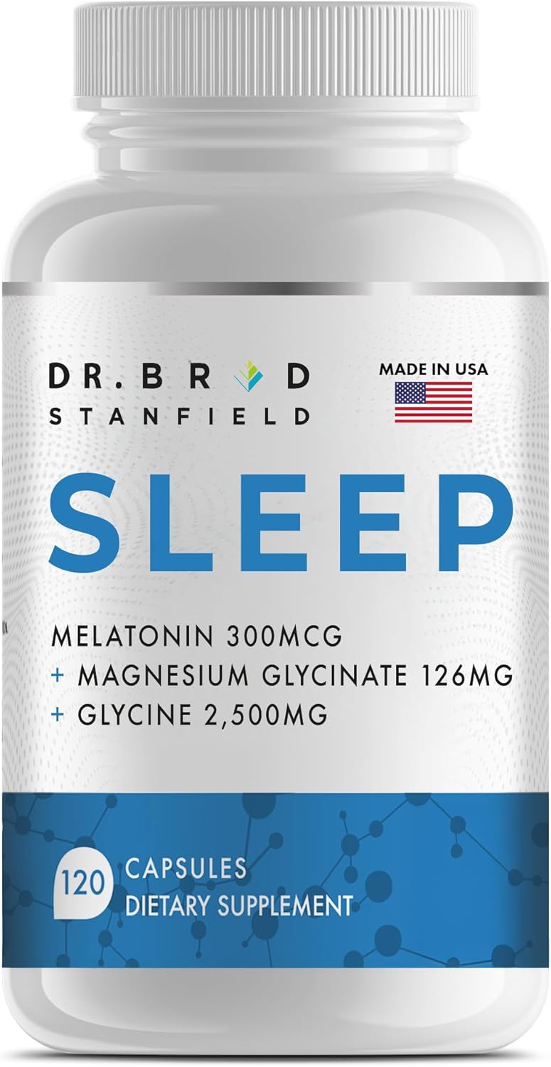 Melatonin 300mcg + Magnesium Glycinate 126mg + Glycine 2,500mg for Sleep (120 Count, 30 Servings)