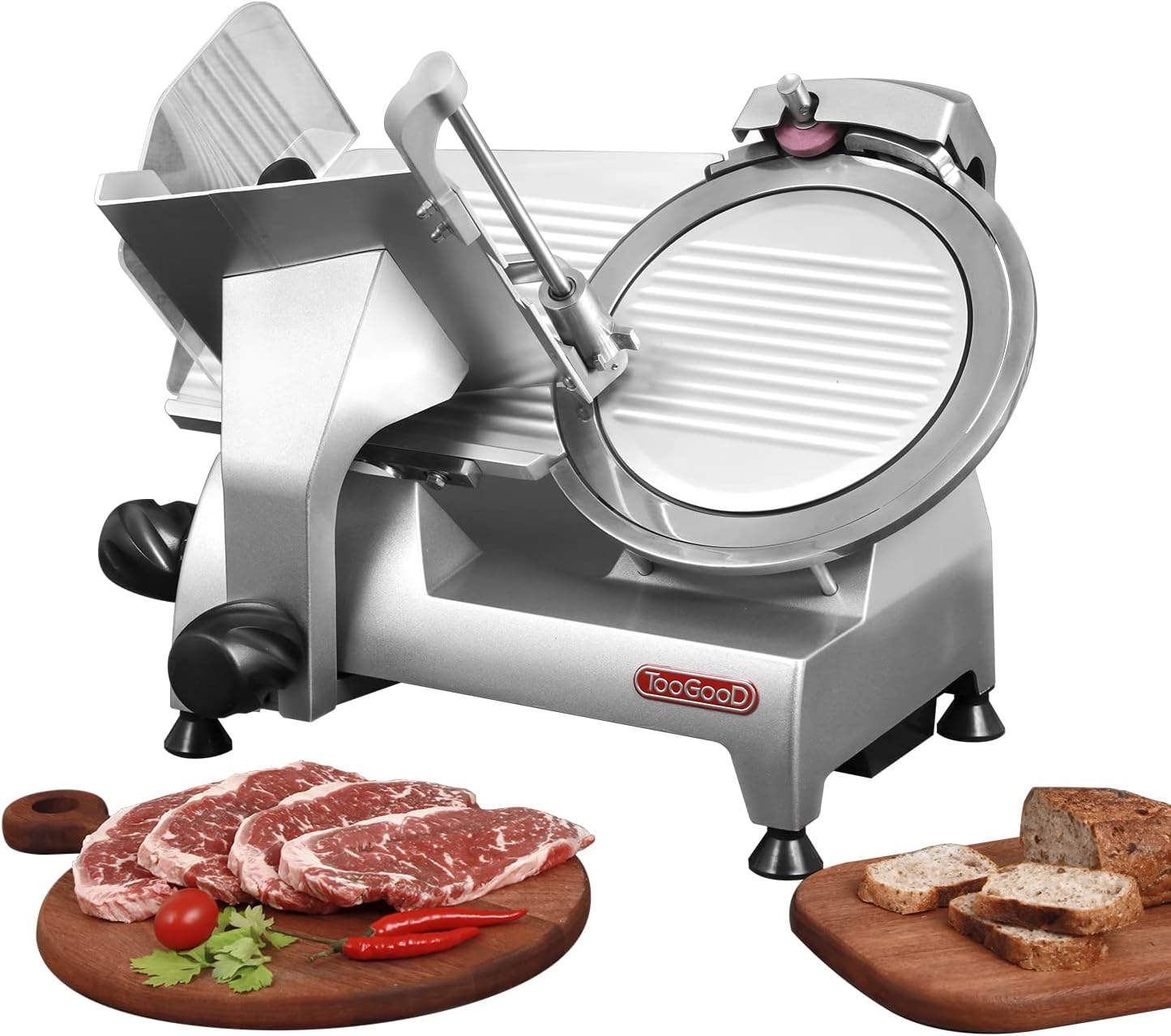 Toogood 8.7" Commercial Slicer, 1\/4 HP Electric Meat Slicer, Italian Carbon Steel Blade, Quiet Performance, Semi-frozen Meat\/Cheese\/Food Slicer, 0.5mm to 15mm Thickness