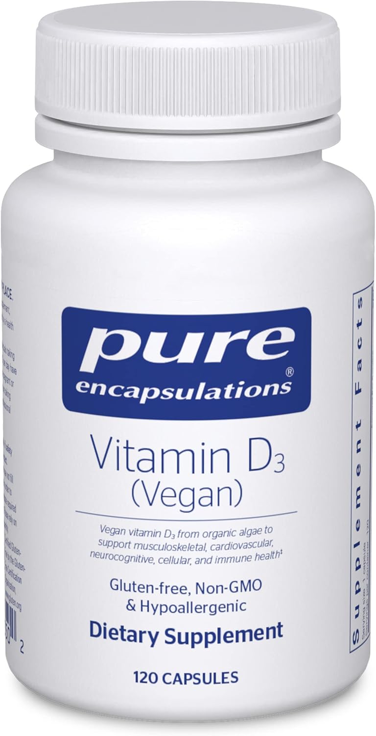 Pure Encapsulations Vitamin D3 Vegan | Support for Musculoskeletal, Cardiovascular, Neurocognitive, Cellular, and Immune Health* | 120 Capsules