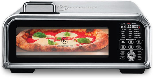 Kitchen Elite 15 in 1 Digital Toaster Oven Air Fryer Combo with Touch Panel and 12 Inch Pizza Capacity, Stainless Steel, Silver