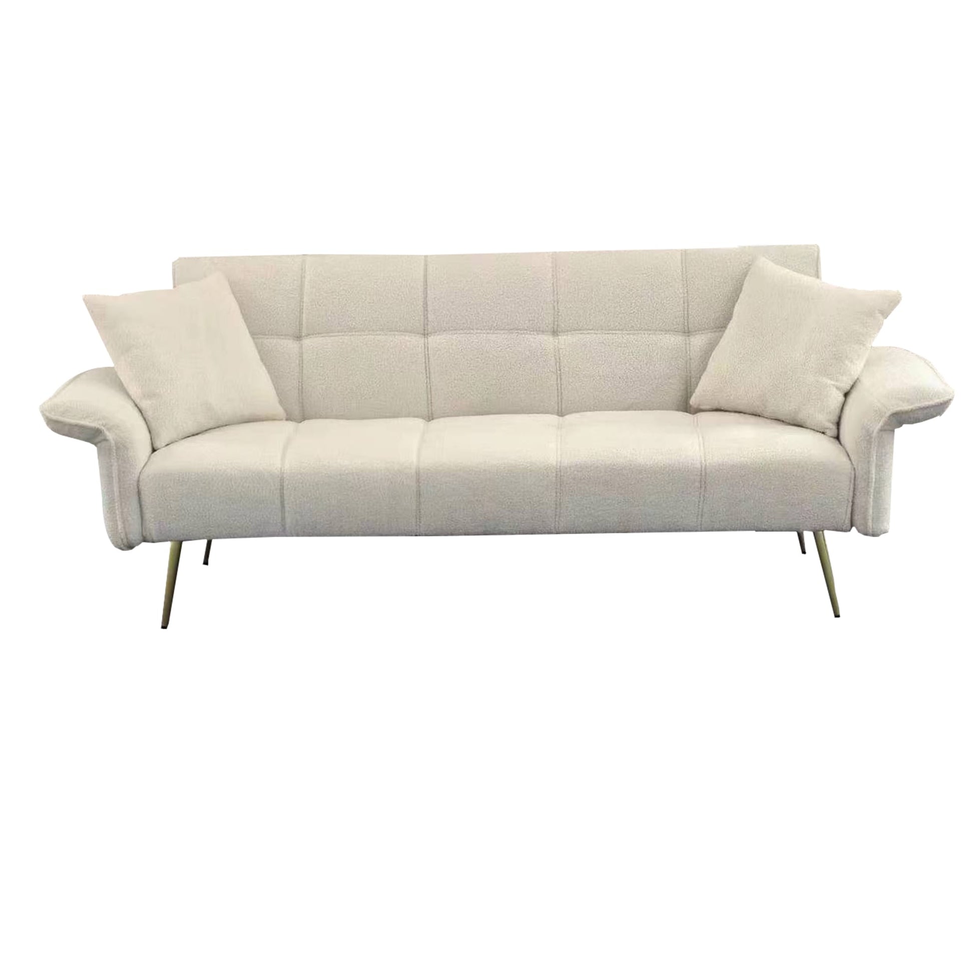 Bybafun 70.1-in Modern Beige Velvet 2 -seater Reclining Sleeper