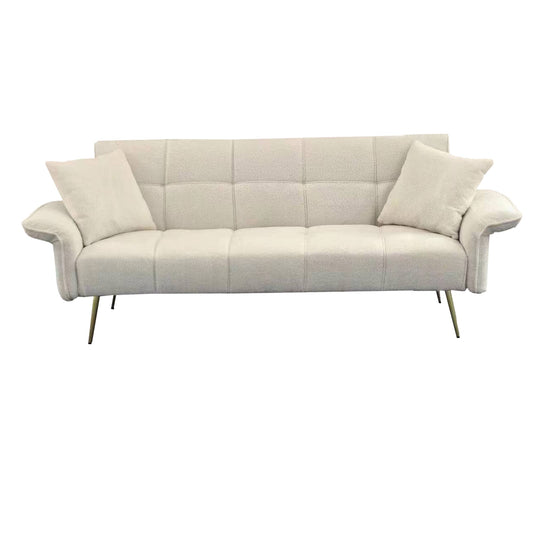 Bybafun 70.1-in Modern Beige Velvet 2 -seater Reclining Sleeper