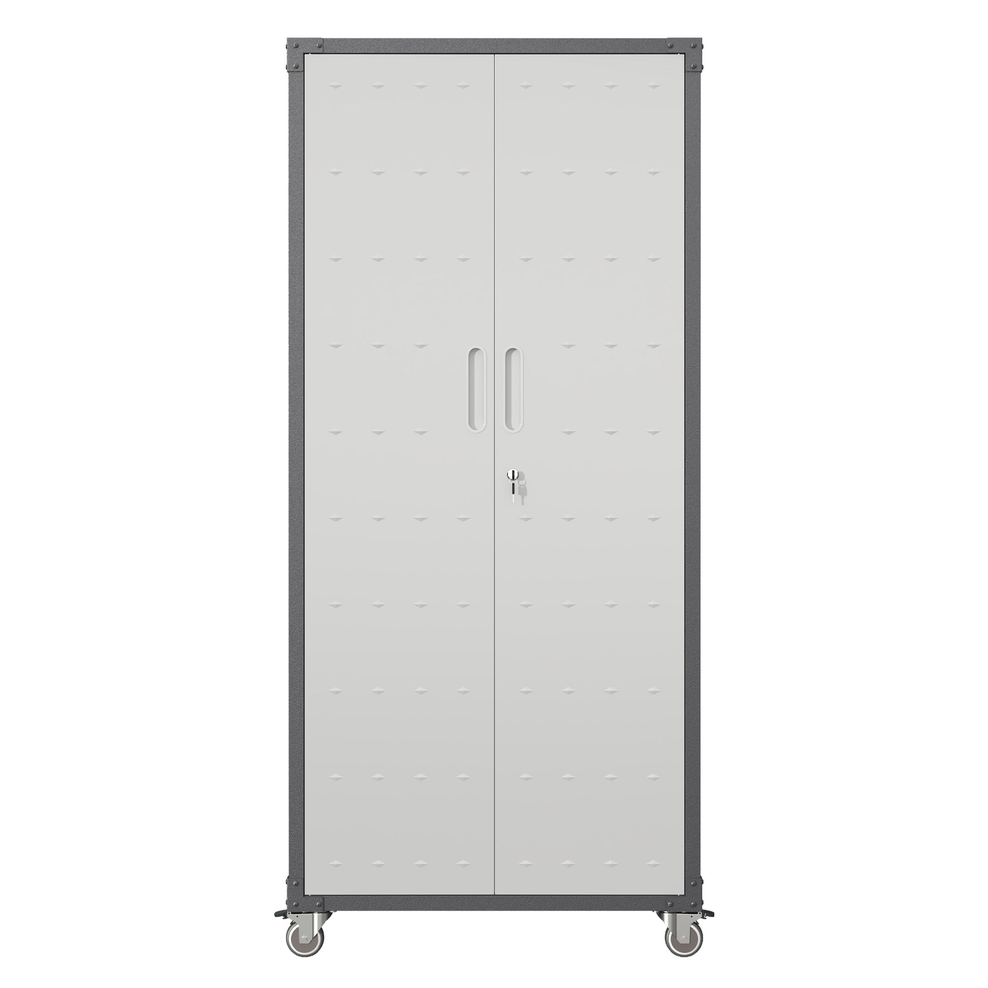 LOVMOR 71 inch Metal Garage Storage Cabinet with Wheels Heavy-Duty Tool Storage Cabinet for Home Office School and Garage Organization Black and Gray
