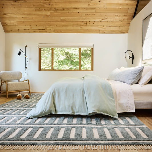 nuLOOM Merrick Tasseled Cotton and Wool 9ft. x 12ft. Teal Area Rug