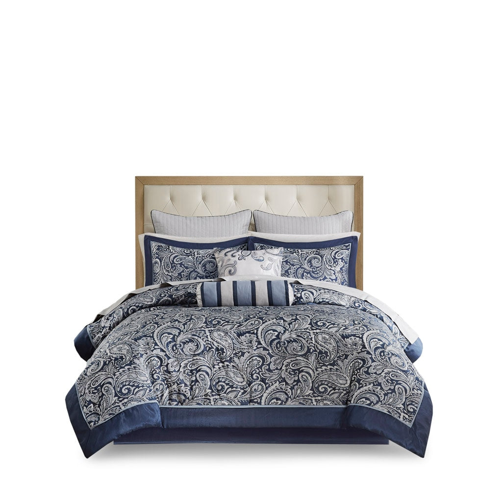 Gracie Mills  Thornton Supreme Comfort: 12-Piece Comforter Ensemble with Cotton Bed Sheets