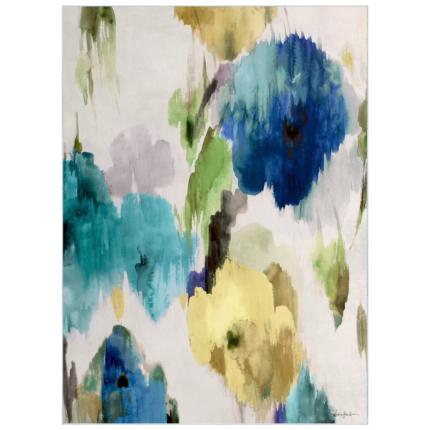 Empire Art Direct 8 x 10 (ft) Loomed Blue, Yellow, Gray, Multi-color Rectangular Indoor Abstract Pet Friendly Area rug