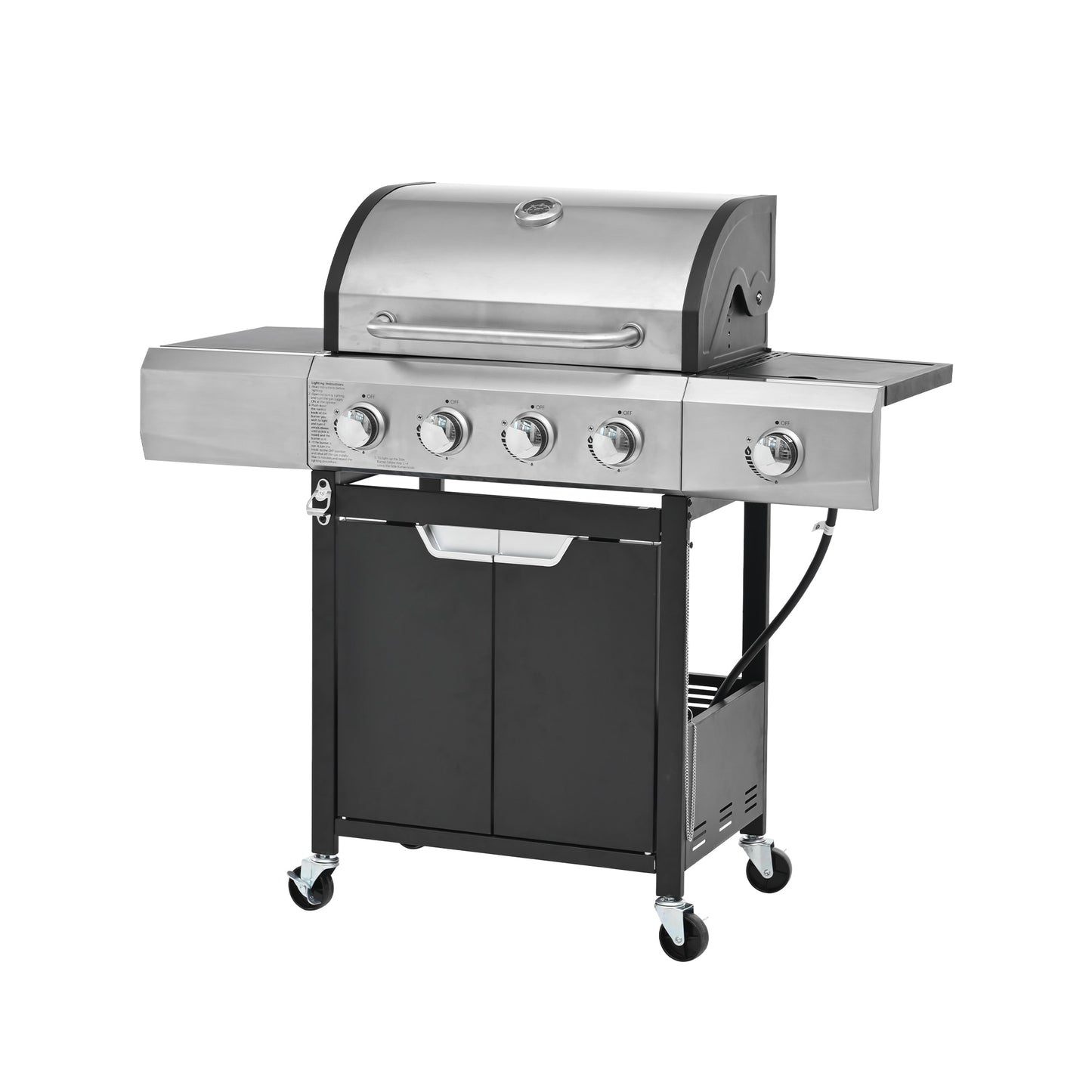 Mondawe Black 4 -Burner Liquid Propane Gas Grill 1 -Side Burner