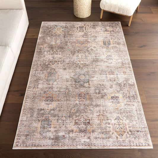 nuLOOM Philomena Medallion SplashGuard Machine Washable 9ft. x 12ft. Sage Green Area Rug