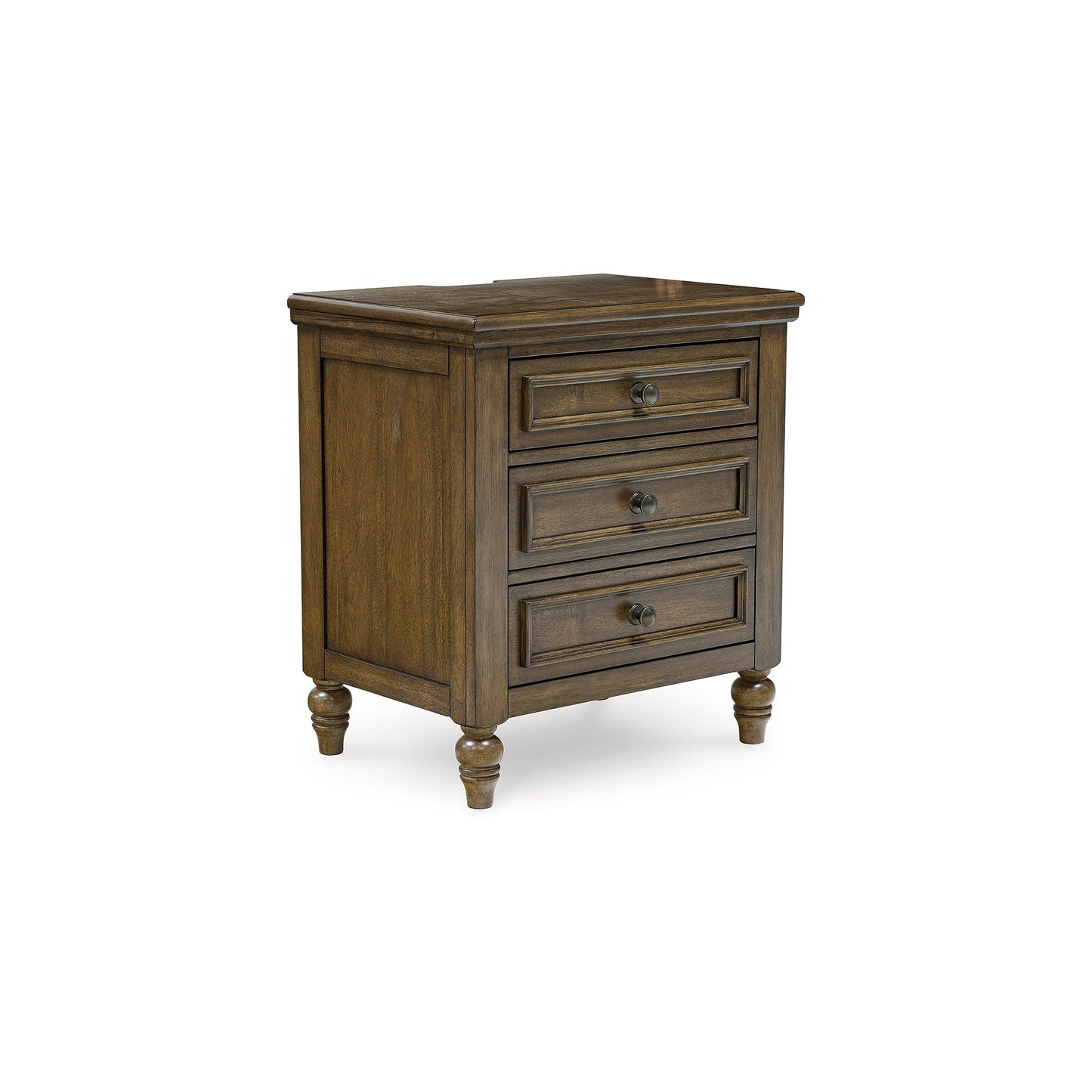 Signature Design by Ashley Sturlayne Rich Brown Traditional Nightstand with USB Charging and 3 Drawers