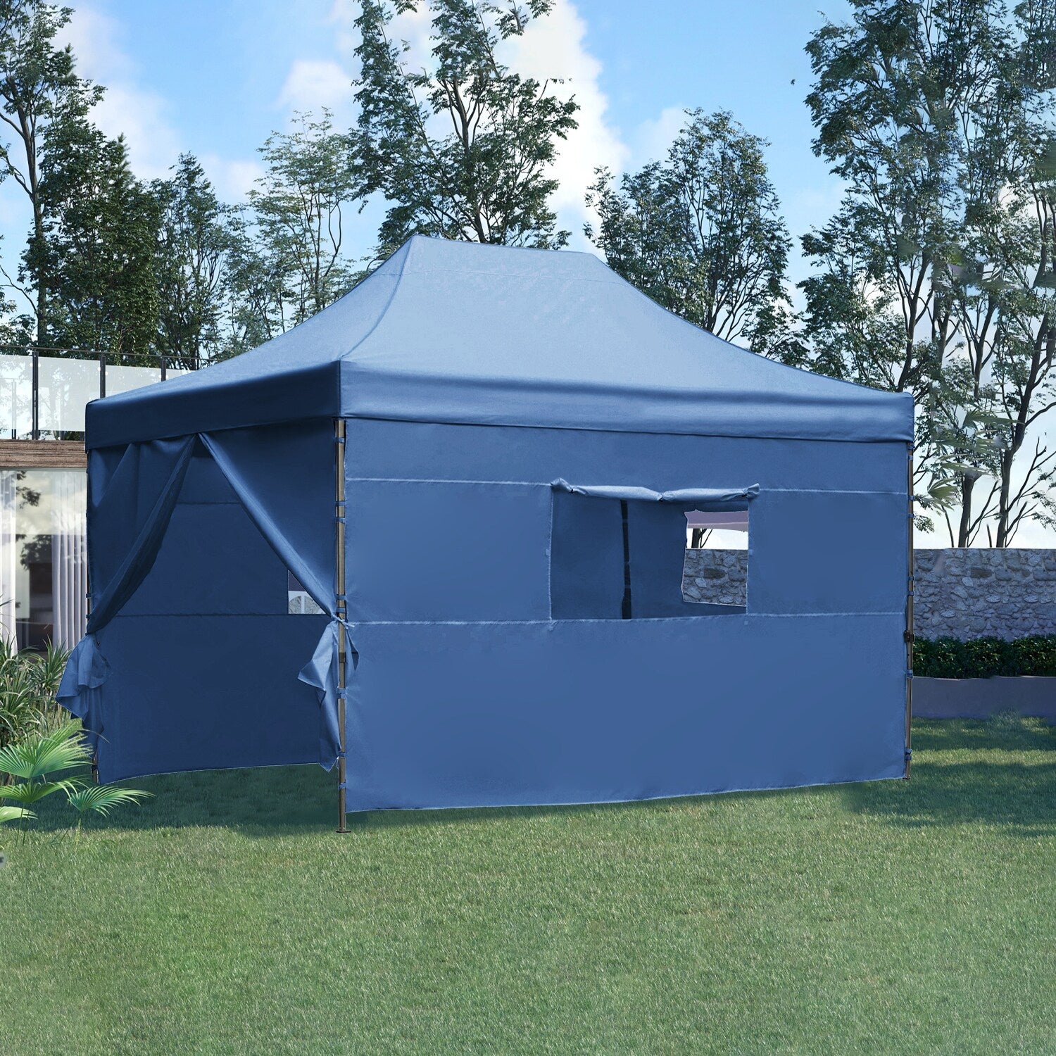 Topcraft 15-ft x 10-ft Rectangle Navy Pop-up canopy