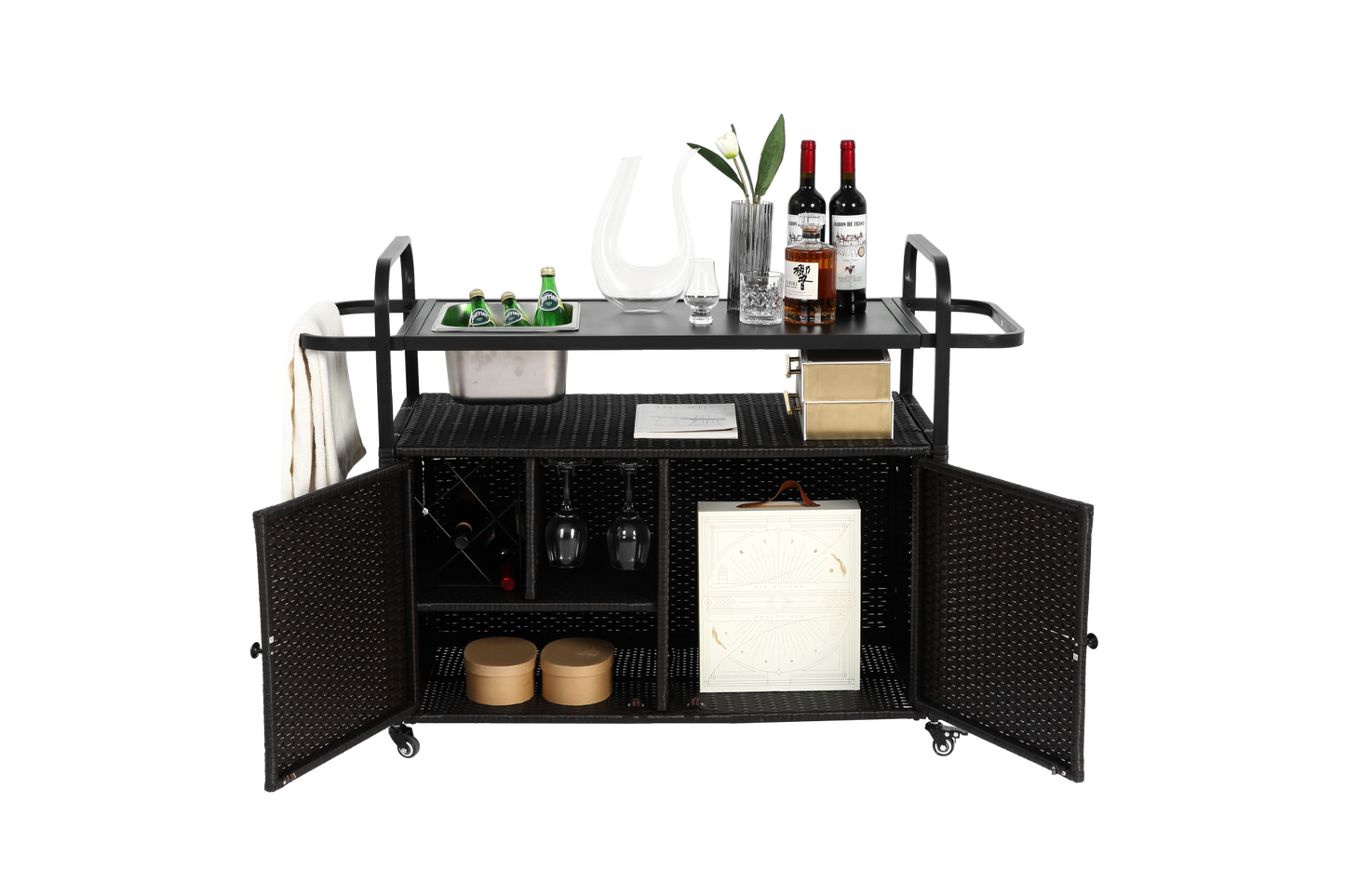 Miki Shinly Black Steel Outdoor Serving Cart