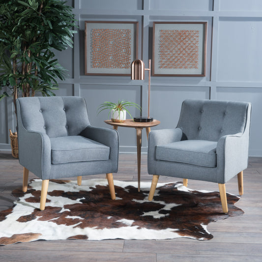 Christopher Knight Home Felicity Mid Century Charcoal Fabric Arm Chair Set of 2