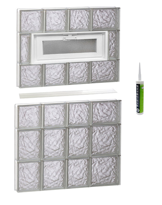 REDI2SET Ice Glass 25-in x 40-1/2-in Frameless Replacement Vented Glass Block Window
