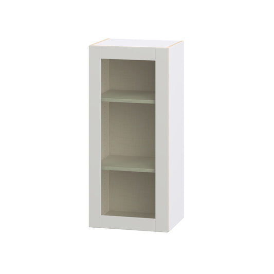Hugo&Borg Charlesberg 18-in W x 40-in H x 14-in D Light Gray Wall Fully assembled Cabinet Glass Panel