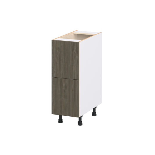 Hugo&Borg Savane 12-in W x 34.5-in H x 24-in D Brunt Walnut 2 -Drawers Drawer Base Fully assembled Cabinet Flat Panel