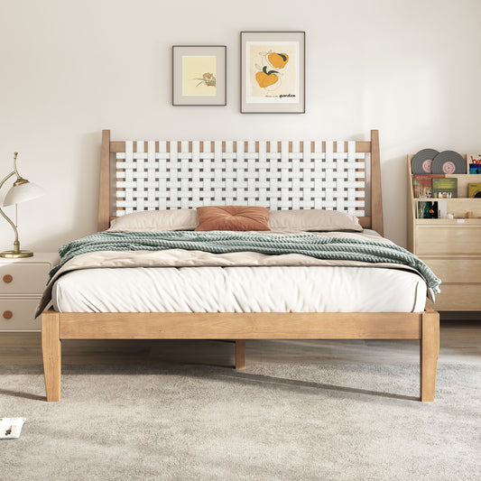 Christopher Knight Home Grains Classic Woven Leather Platform Bed Queen White